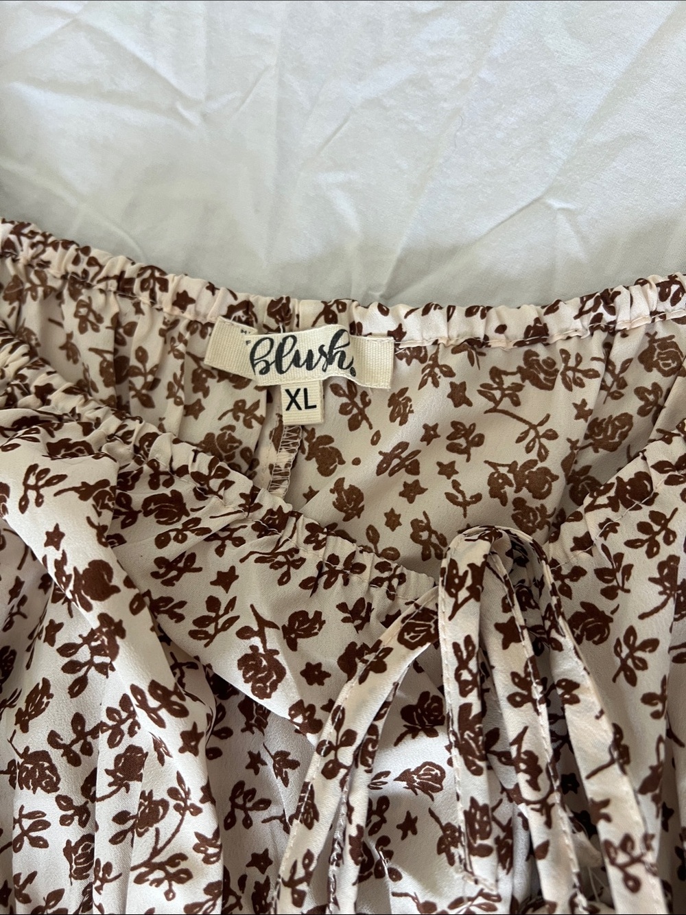 Blush-Cream & Beige Floral Smocked Maxi Dress. Cottagecore Coquette Feminine NWT - Picture 6 of 9